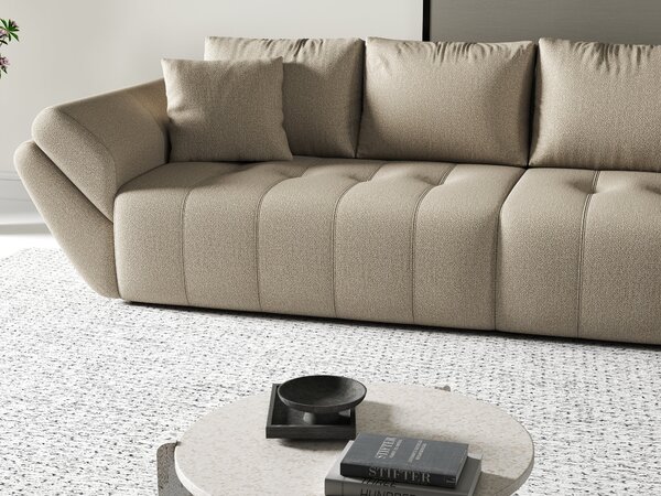 Canapea extensibilă dumonde cu ladă de depozitare si sezut confortabil din spuma high-density, Berlin Enjoy Camel 300x100 cm