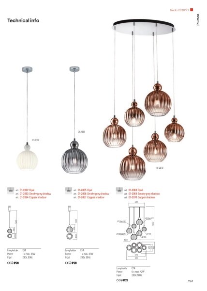 Lustră pe cablu PLUMEN Redo 01-2069 6xE14/42W/230V gri