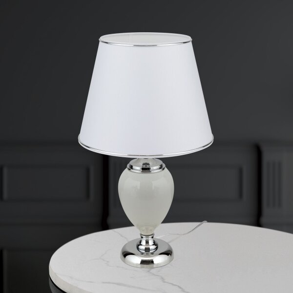 Lampă de masă Orion LA 4-1229 OVUM 1xE27/40W/230V 48 cm ceramică alb/crom