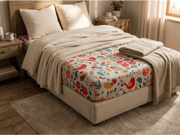 Cearsaf din microfibra RETRO BIRD colorat 90x200 cm