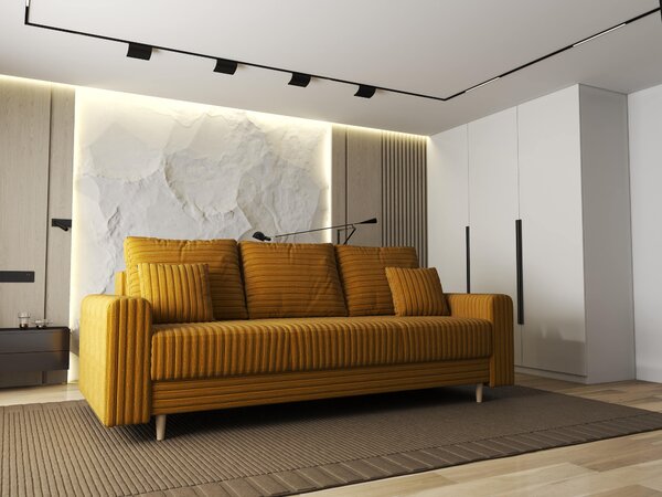 Canapea extensibilă dumonde cu ladă de depozitare Kronos Ambience Mustar 210x100 cm