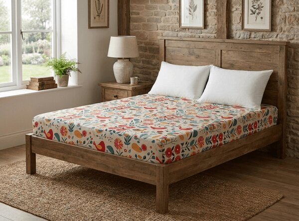 Cearsaf din microfibra RETRO BIRD colorat 90x200 cm