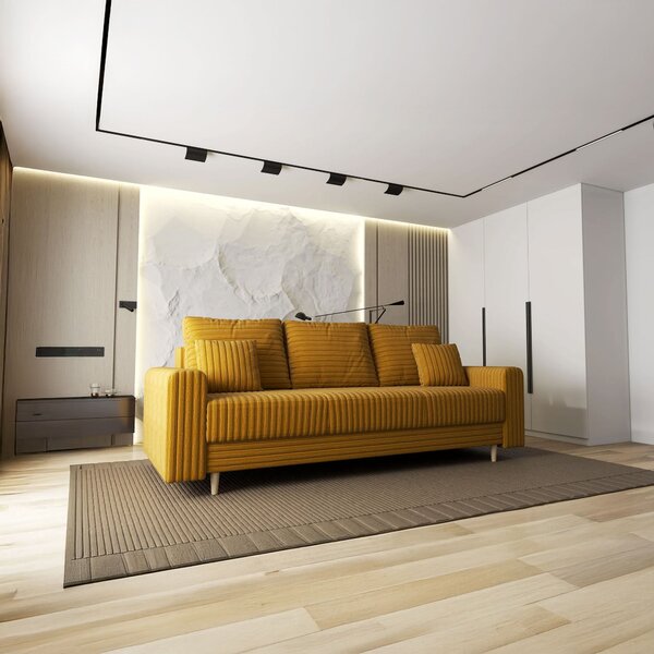 Canapea extensibilă dumonde cu ladă de depozitare Kronos Ambience Mustar 210x100 cm