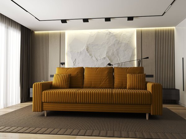 Canapea extensibilă dumonde cu ladă de depozitare Kronos Ambience Mustar 210x100 cm