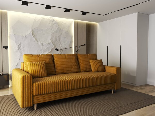 Canapea extensibilă dumonde cu ladă de depozitare Kronos Ambience Mustar 210x100 cm