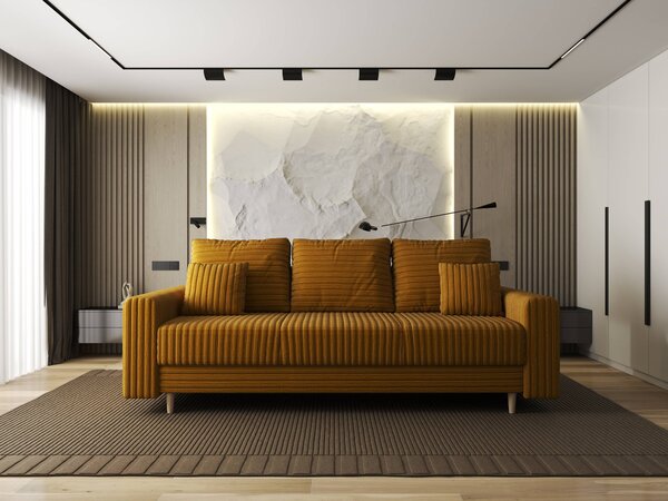 Canapea extensibilă dumonde cu ladă de depozitare Kronos Ambience Mustar 210x100 cm