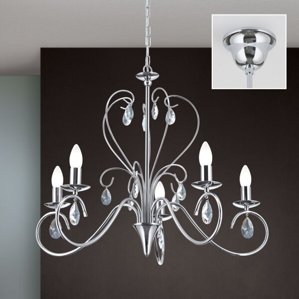 Lustră de cristal pe lanț Orion LU 1658/5 ALESSIA 5xE14/40W/230V crom lucios