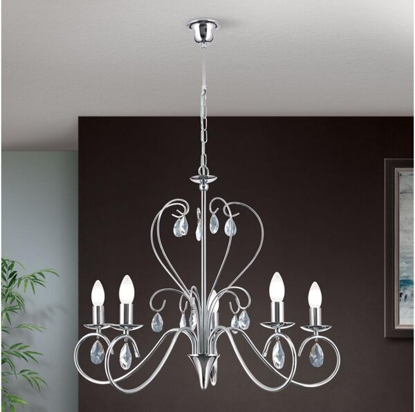 Lustră de cristal pe lanț Orion LU 1658/5 ALESSIA 5xE14/40W/230V crom lucios