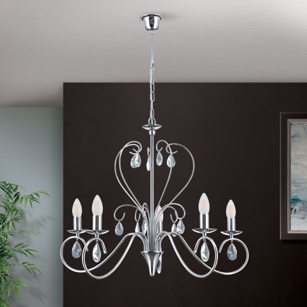 Lustră de cristal pe lanț Orion LU 1658/5 ALESSIA 5xE14/40W/230V crom lucios