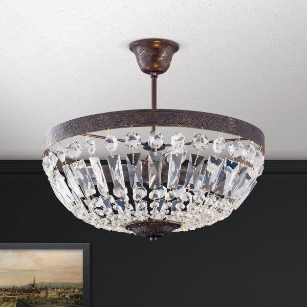 Lustră de cristal pe tijă Orion DL 7-487/3 ARILA 3xE14/40W/230V d. 40 cm maro/patină