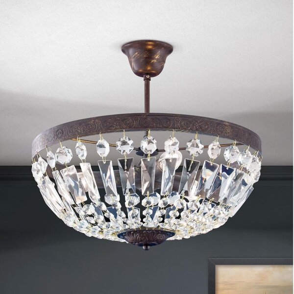 Lustră de cristal pe tijă Orion DL 7-487/3 ARILA 3xE14/40W/230V d. 40 cm maro/patină