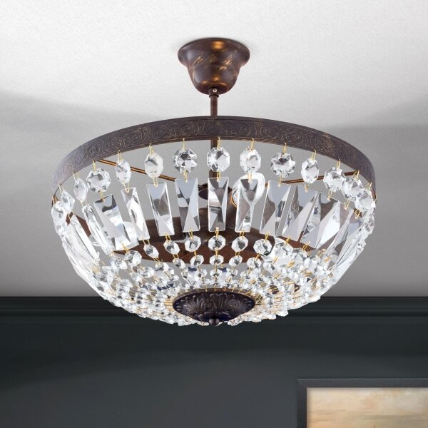 Lustră de cristal pe tijă Orion DL 7-487/3 ARILA 3xE14/40W/230V d. 40 cm maro/patină