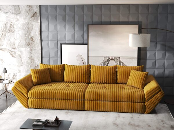 Canapea extensibilă dumonde cu ladă de depozitare Loana Ambience Mustar 300x100 cm