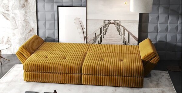 Canapea extensibilă dumonde cu ladă de depozitare Loana Ambience Mustar 300x100 cm