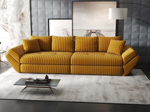 Canapea extensibilă dumonde cu ladă de depozitare Loana Ambience Mustar 300x100 cm