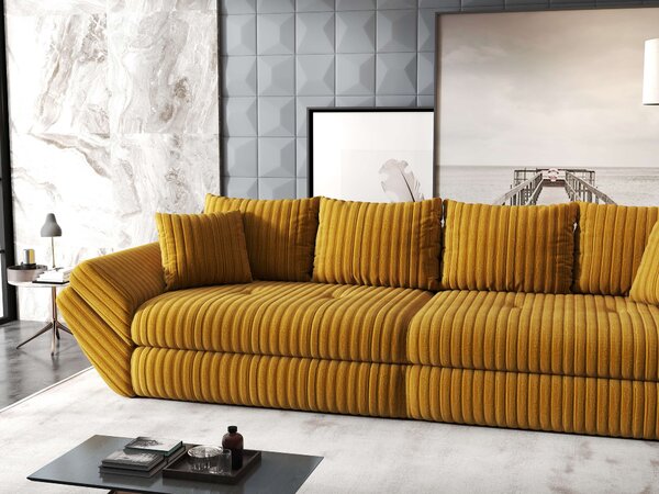 Canapea extensibilă dumonde cu ladă de depozitare Loana Ambience Mustar 300x100 cm