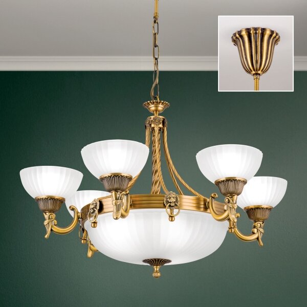 Lustră pe lanț Orion LU 1689/6+3 ROCCA 9xE27/60W/230V d. 75 cm bronz/alb