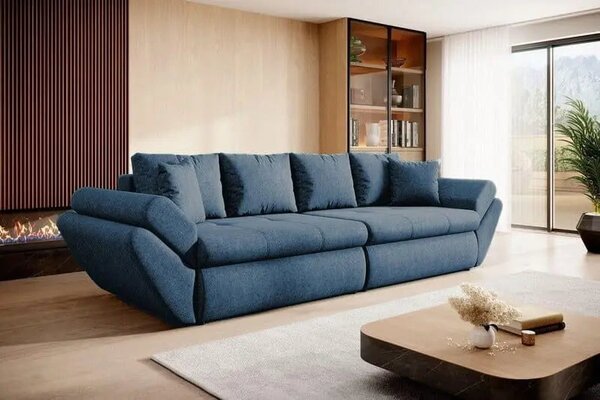 Canapea extensibilă dumonde cu ladă de depozitare Loana Enjoy Blue 300x100 cm