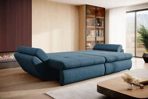 Canapea extensibilă dumonde cu ladă de depozitare Loana Enjoy Blue 300x100 cm