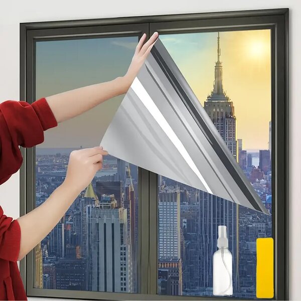 Set 2 x Autocolant geamuri, protectie UV, 45 x 300 cm, Argingtiu
