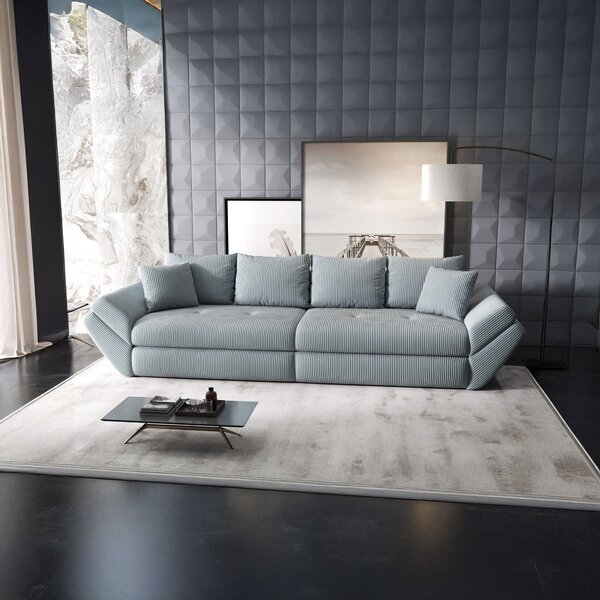 Canapea extensibilă dumonde cu ladă de depozitare si sezut confortabil din spuma high-density, Loana Zoom Gri 300x100 cm