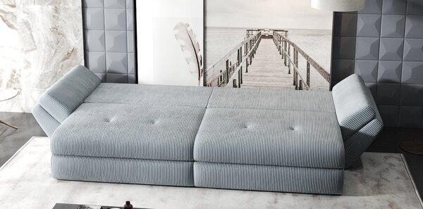 Canapea extensibilă dumonde cu ladă de depozitare si sezut confortabil din spuma high-density, Loana Zoom Gri 300x100 cm