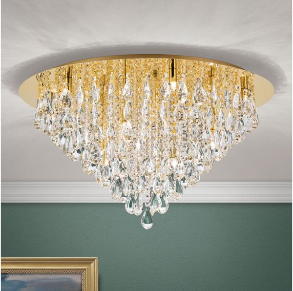 Plafonieră de cristal Orion DLU 2516/75 CELESTE 12xG9/40W/230V d. 75 cm auriu