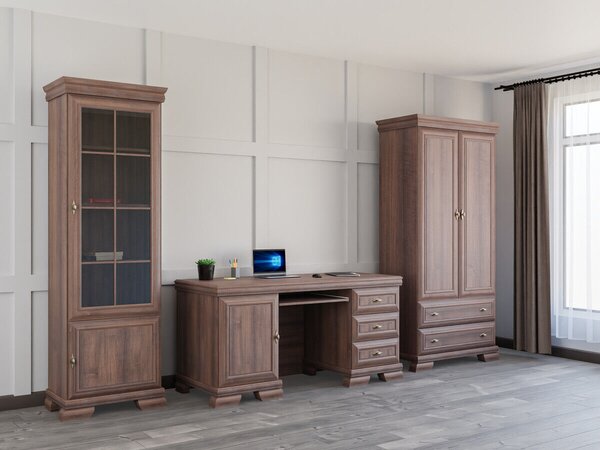 Set de mobilier Parma B124Samoa King Nuca, Părți separate, Cu dulap, Cu masa de birou, Cu componente suplimentare, Sticlă, PAL laminat, 193x294x60cm