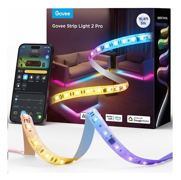 Bandă LED RGBWWIC dimabilă Govee Strip Light 2 Pro 5m Wi-Fi Matter
