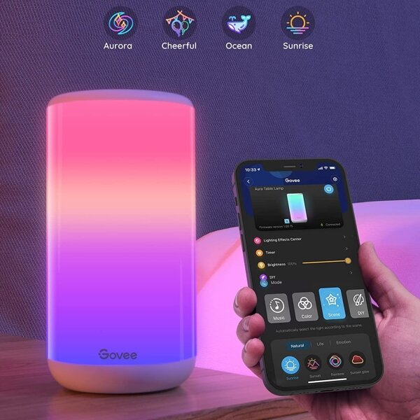 Lampă LED RGBIC dimabilă de masă Govee AURA 2 2200-6500K Wi-Fi Matter