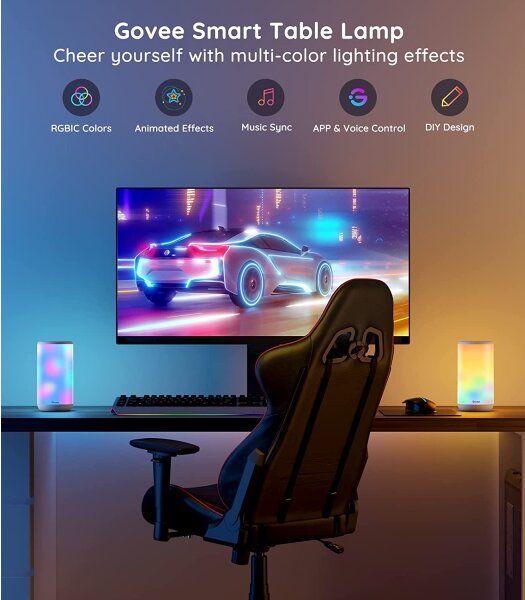 Lampă LED RGBIC dimabilă de masă Govee AURA 2 2200-6500K Wi-Fi Matter
