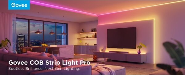 Bandă LED RGBWWIC dimabilă Govee COB 3780 diode 3m Wi-Fi Matter