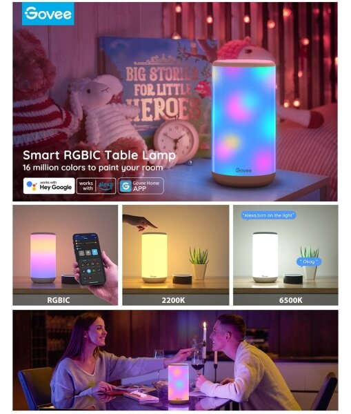 Lampă LED RGBIC dimabilă de masă Govee AURA 2 2200-6500K Wi-Fi Matter