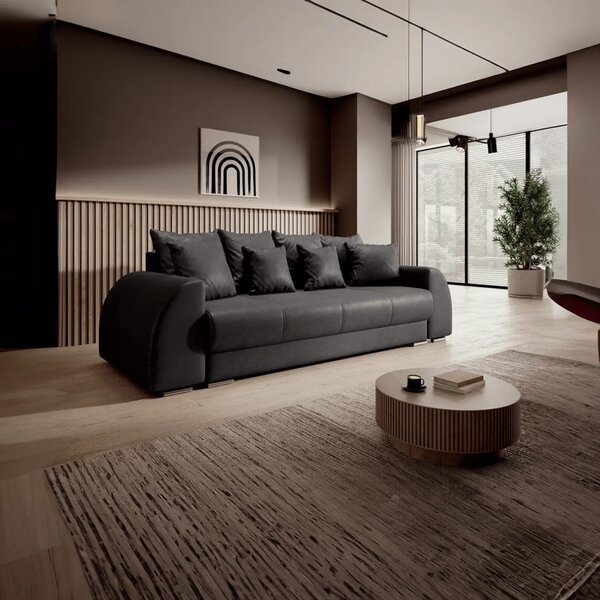Canapea extensibilă dumonde cu ladă de depozitare si sezut confortabil din spuma high-density, Verona Antracit 260x100 cm