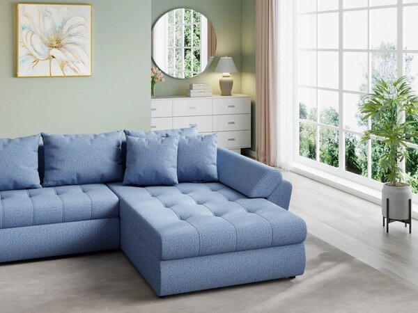 Colțar extensibil dumonde cu ladă de depozitare Loana U Enjoy Blue 375x185 cm
