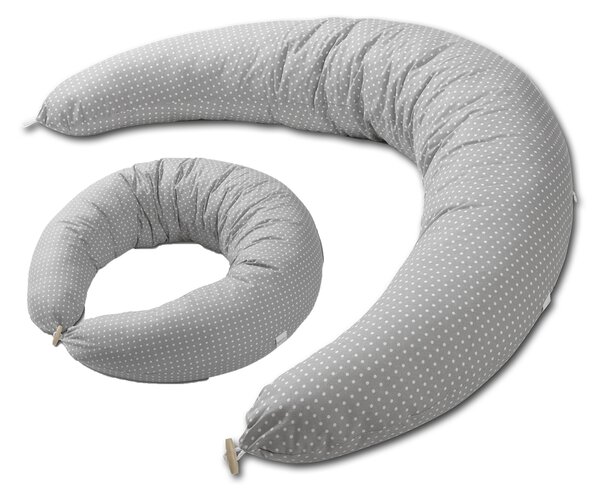 Perna multifunctionala Hanna Plus Grey Dots,transformabila in perna gravide, alaptare si sezlong bebe