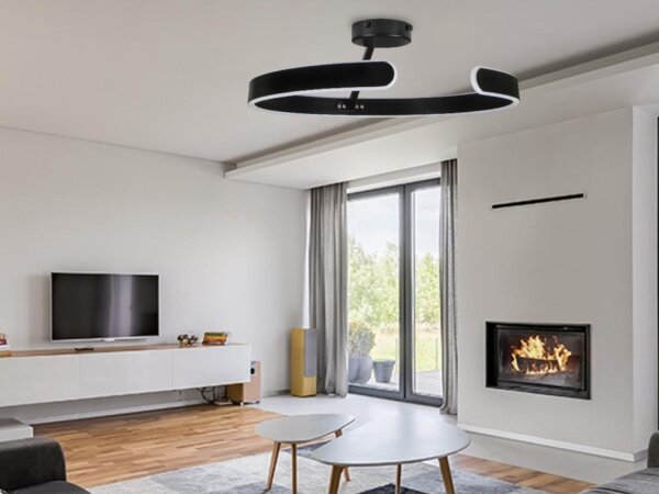 Lustră LED dimabilă aplicată LED/72W/230V 3000-6500K negru + telecomandă
