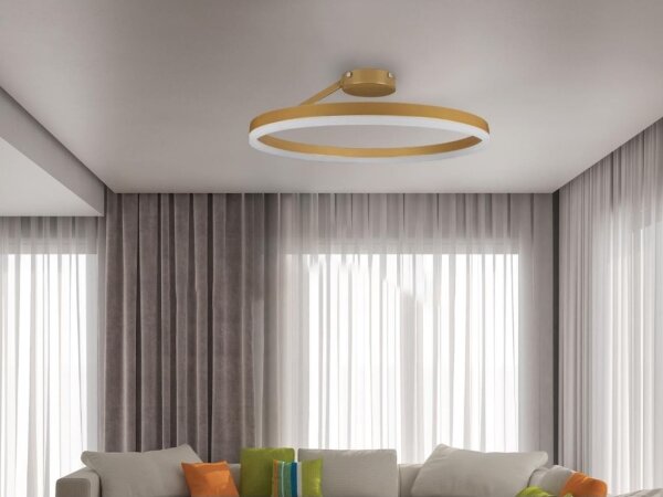Lustră LED dimabilă aplicată LED/40W/230V 3000-6500K auriu + telecomandă