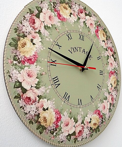Vintage ceas de perete din lemn Circle - KVERTO