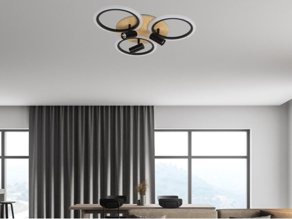 Plafonieră LED dimabilă LED/70W/230V 3000-6500K negru/maro + telecomandă