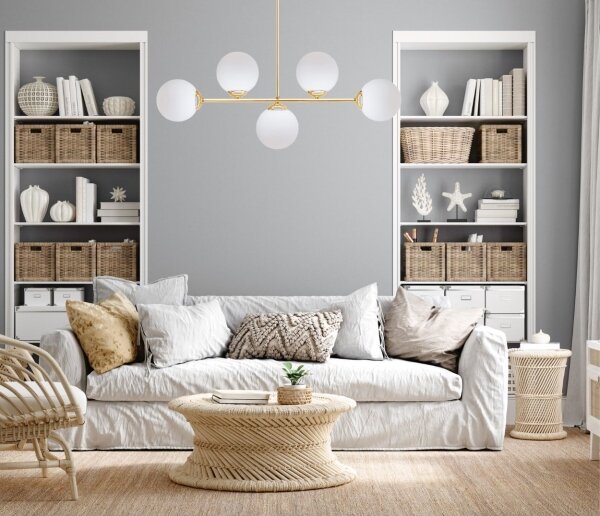 Lustră pe tijă FIRA 5xE27/60W/230V auriu