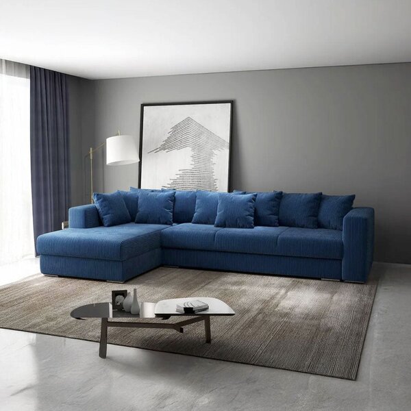 Colțar extensibil dumonde cu ladă de depozitare Gloria Zoom Blue II 320x183 cm