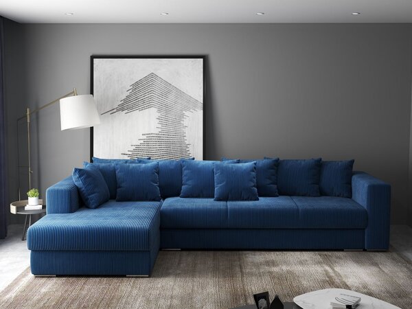 Colțar extensibil dumonde cu ladă de depozitare Gloria Zoom Blue II 320x183 cm