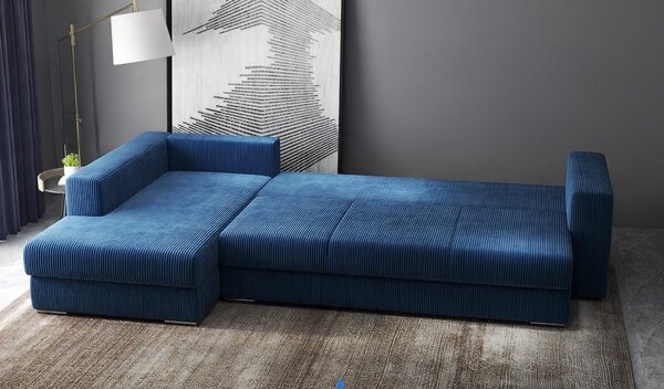 Colțar extensibil dumonde cu ladă de depozitare Gloria Zoom Blue II 320x183 cm