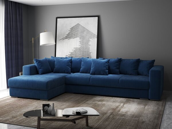 Colțar extensibil dumonde cu ladă de depozitare Gloria Zoom Blue II 320x183 cm