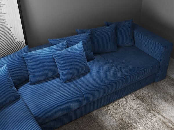 Colțar extensibil dumonde cu ladă de depozitare Gloria Zoom Blue II 320x183 cm