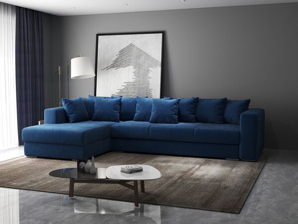 Colțar extensibil dumonde cu ladă de depozitare Gloria Zoom Blue II 320x183 cm