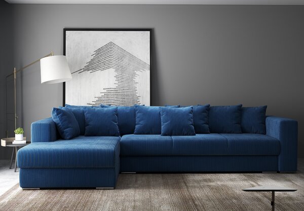 Colțar extensibil dumonde cu ladă de depozitare Gloria Zoom Blue II 320x183 cm