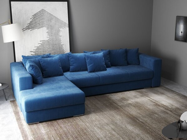 Colțar extensibil dumonde cu ladă de depozitare Gloria Zoom Blue II 320x183 cm