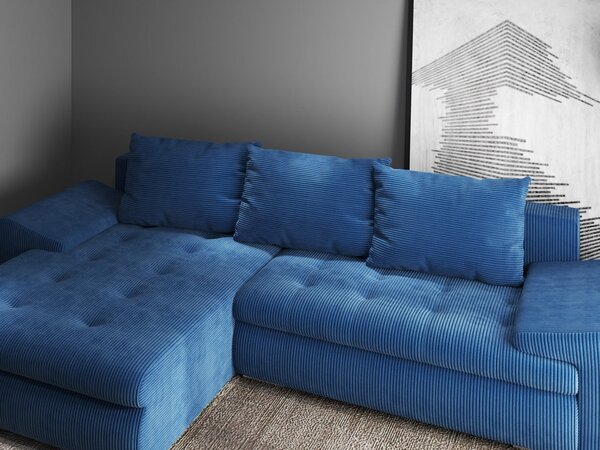 Colțar extensibil dumonde cu ladă de depozitare Leonardo Zoom Albastru 260x185 cm